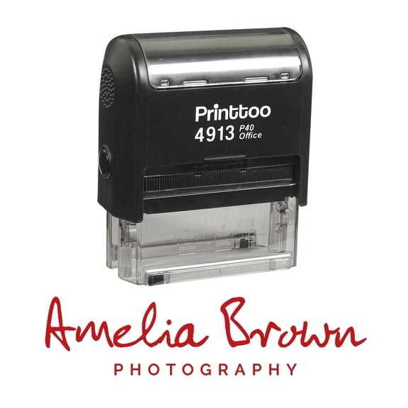 Printtoo Personalized Red Self Inking Custom Favor Stamp Custom Signature Rubber Stamper-58 x 22 mm