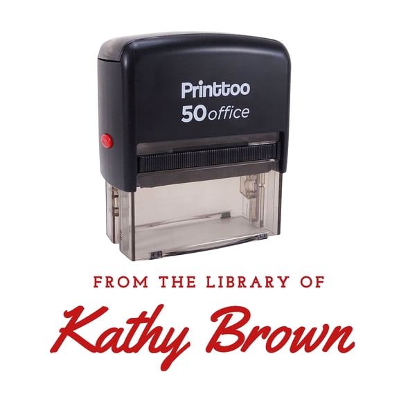 Printtoo Personalized Red Self Inking Custom Teacher Favor Stamp Custom Library Rubber Stamper-68 x 30 mm