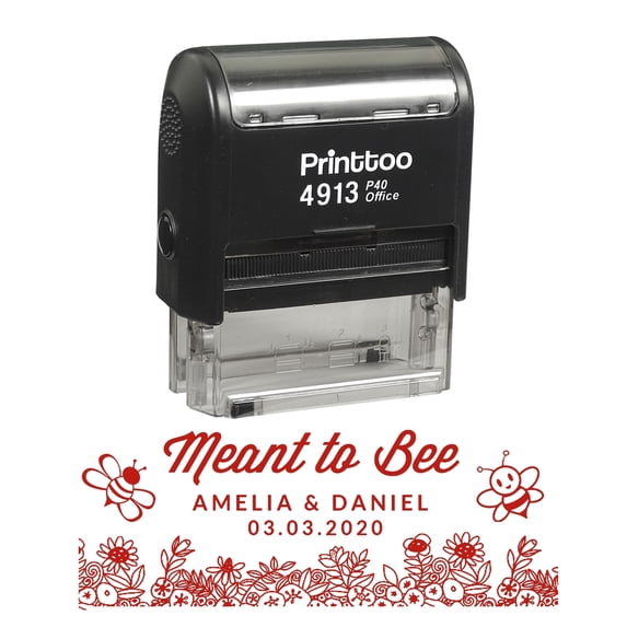 Printtoo Personalized Red Self Inking Meant To Bee Wedding Favor Stamp Custom Rubber Stamper-58 x 22 mm