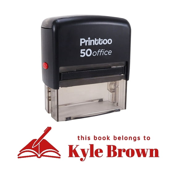 Printtoo Personalized Red Self Inking This Book Belongs To Custom Library Rubber Stamper-68 x 30 mm