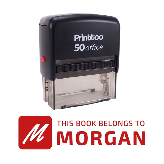 Printtoo Personalized Red Self Inking This Book Belongs To Favor Stamp Custom Library Rubber Stamper-68 x 30 mm