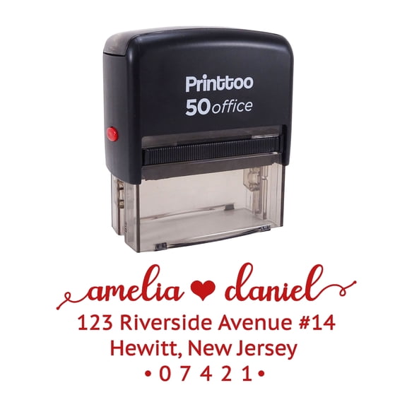 Printtoo Personalized Red Self Inking Wedding Invitation Custom Address Rubber Stamper-68 x 30 mm