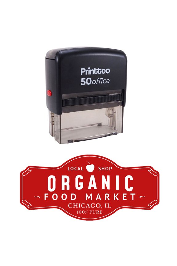 Personalized Self Inking Custom Text Shop Address with Logo Envelope Rubber Stamp-Red