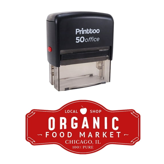 Printtoo Personalized Self Inking Custom Text Shop Address with Logo Envelope Rubber Stamp-Red