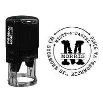 Printtoo Personalized Self Inking Return Address Stamper Custom Round Initial Monogram Rubber Stamp-Black