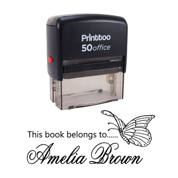 Printtoo Personalized Self Inking This Book Belongs to Library Stamp Custom Rubber Stamper-68 x 30 mm