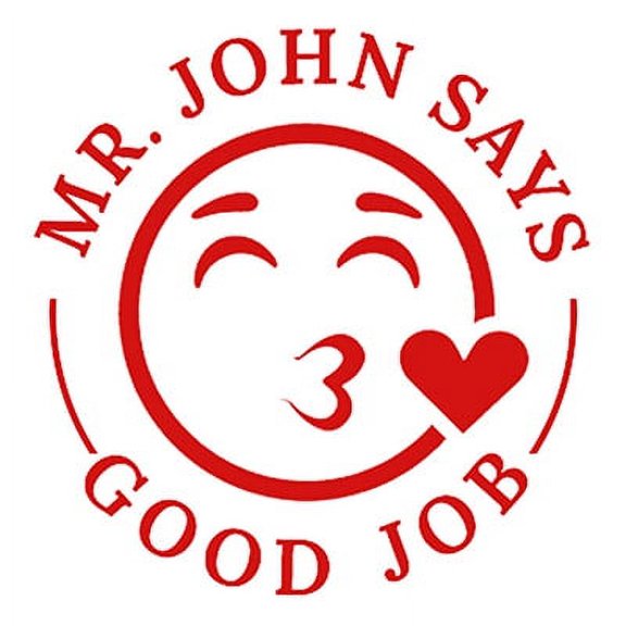 Printtoo Personalized Teachers Stamp Good Job Teachers Name Self-Inking Rubber Stamp Appreciation Message For School Classroom & Homework Supplies,Red - 30 x 30 mm