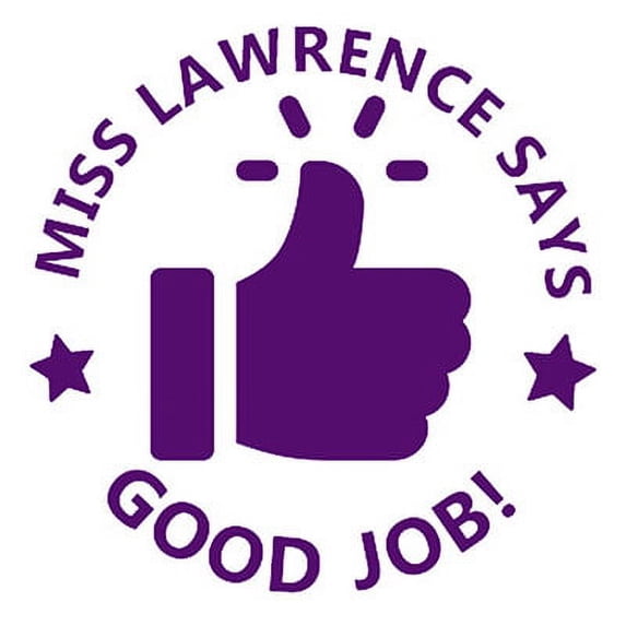 Printtoo Personalized Teachers Stamp Good Job! Teachers Name Self-Inking Rubber Stamp Appreciation Message For School Classroom & Homework Supplies,Purple - 30 x 30 mm