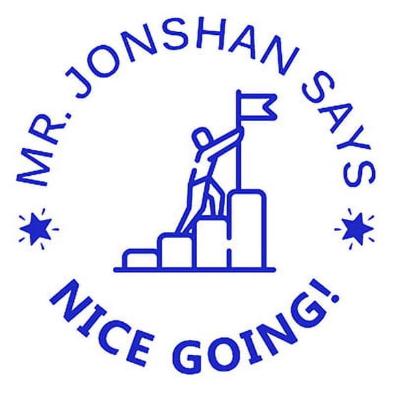 Printtoo Personalized Teachers&nbsp;Stamp Nice Going! Teachers Name Self-Inking Rubber Stamp Encouragement Message For School Classroom & Homework Supplies,Blue - 30 x 30 mm