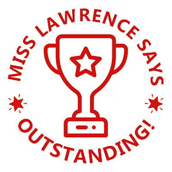 Printtoo Personalized Teachers Stamp Outstanding! Teachers Name Self-Inking Rubber Stamp Applause For School Classroom & Homework Supplies,Red - 30 x 30 mm