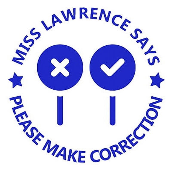 Printtoo Personalized Teachers Stamp Please Make Correction Teachers Name Self-Inking Rubber Stamp Giving Feedback For Students Classroom & Homework Supplies,Blue - 30 x 30 mm