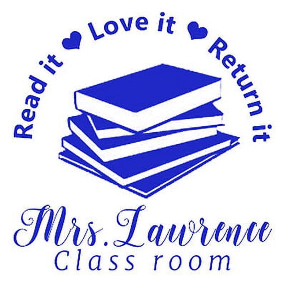 Printtoo Personalized Teachers Stamp Read It Love It Return It Teachers Name Self-Inking Rubber Stamp Library For Students Classroom & Homework Supplies,Blue - 30 x 30 mm