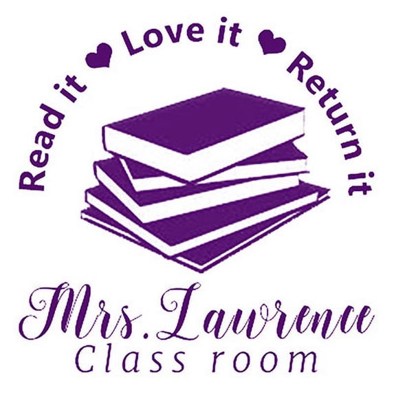 Printtoo Personalized Teachers Stamp Read It Love It Return It Teachers Name Self-Inking Rubber Stamp Library For Students Classroom & Homework Supplies,Purple - 30 x 30 mm