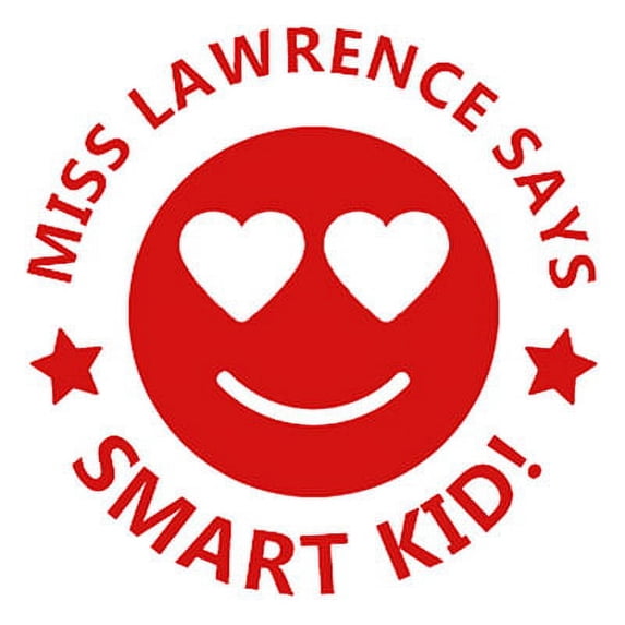 Printtoo Personalized Teachers Stamp Smart Kid! Teachers Name Self-Inking Rubber Stamp Teacher's Remark For Students Classroom & Homework Supplies,Red - 30 x 30 mm