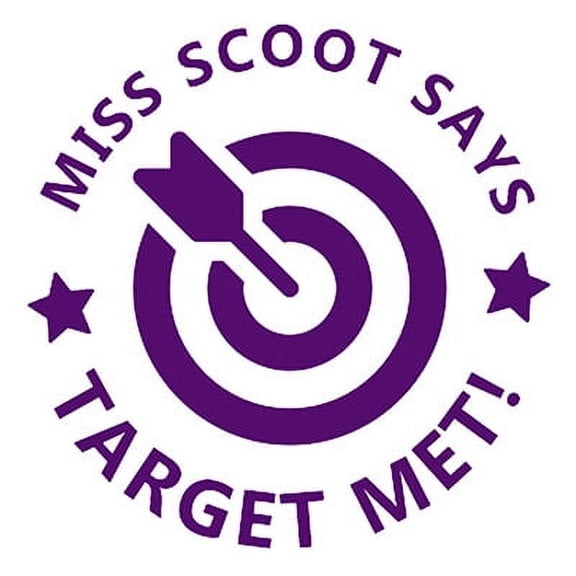 Printtoo Personalized Teachers&nbsp;Stamp Target Met! Teachers Name Self-Inking Rubber Stamp Achievement Message For Students Classroom & Homework Supplies,Purple - 30 x 30 mm