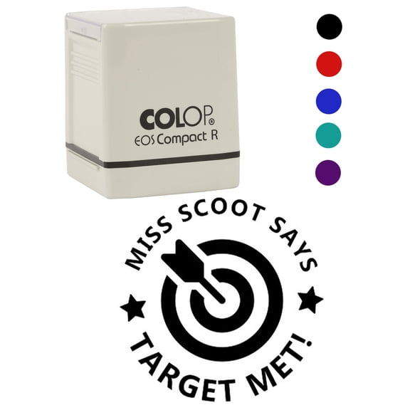 Printtoo Personalized Teachers&nbsp;Stamp Target Met! Teachers Name Self-Inking Rubber Stamp Achievement Message For Students Classroom & Homework Supplies,Black - 30 x 30 mm