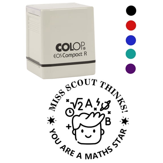 Printtoo Personalized Teachers Stamp You Are A Maths Star Teachers Name Self-Inking Rubber Stamp Appreciation Message For School Classroom & Homework Supplies,Black - 30 x 30 mm
