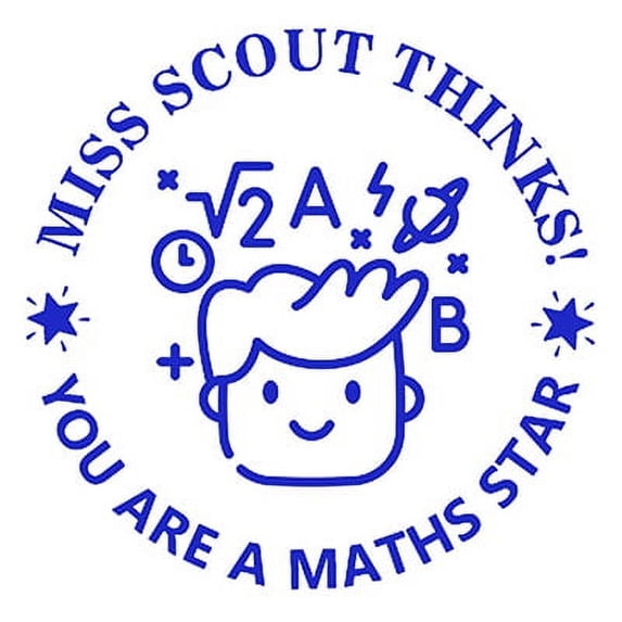 Printtoo Personalized Teachers Stamp You Are A Maths Star Teachers Name Self-Inking Rubber Stamp Appreciation Message For School Classroom & Homework Supplies,Blue - 30 x 30 mm