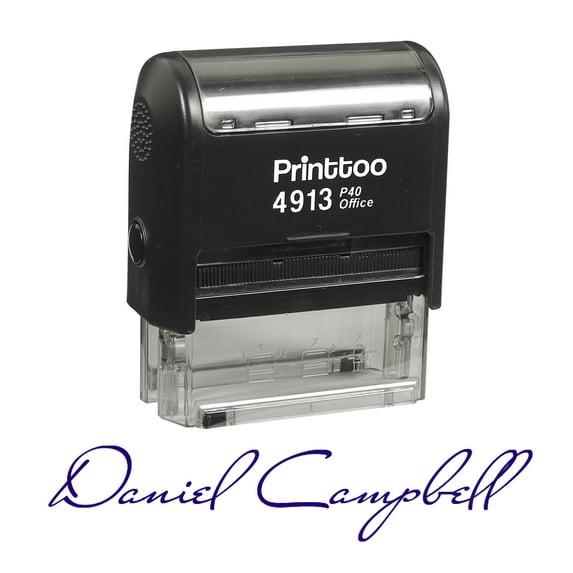 Printtoo Personalized Violet Self Inking Custom Stamp Custom Signature Rubber Stamper -58 x 22 mm