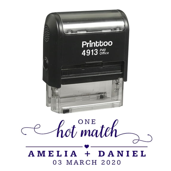 Printtoo Personalized Violet Self Inking One Hot Match Custom Wedding Favor Rubber Stamper-58 x 22 mm