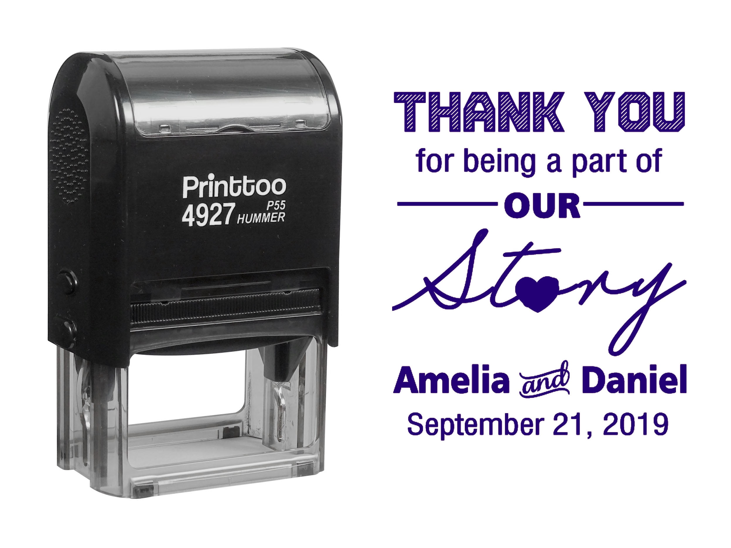 Printtoo Personalized Self-Inking Donut Wedding Favor Stamp – Custom Text/Logo, 58x22mm, Reinkable