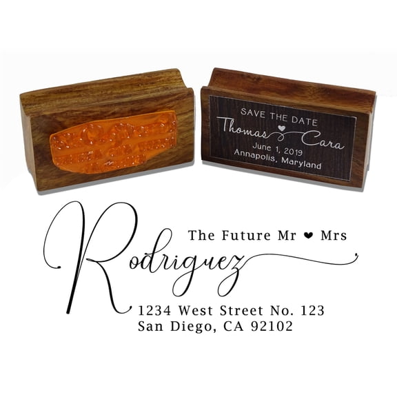 Printtoo Personalized Wood Mounted Address Custom Stamper Future Rubber Stamp-2.6 x 1.1 Inches