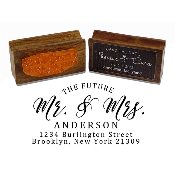 Printtoo Personalized Wood Mounted Address Rubber Stamp Future Custom Stamper-2.6 x 1.1 Inches