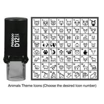 Printtoo Personalized Animals Theme Icons Rubber Stamp Self Inking Stamper 12 mm-Black