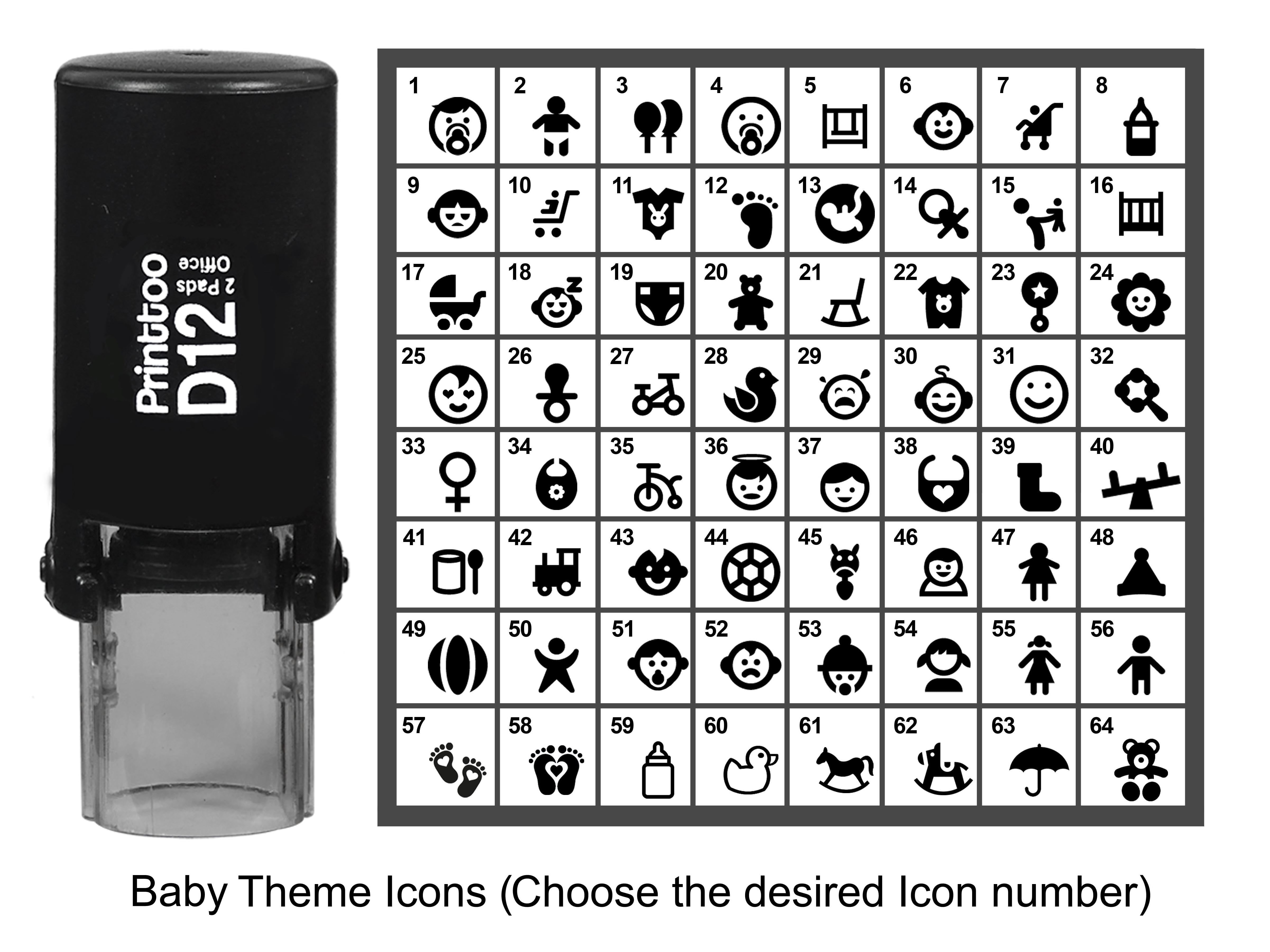 Printtoo Personalized Baby Theme Icons Round Rubber Stamp Self Inking ...
