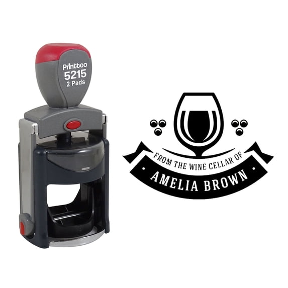 Printtoo Personalized Black Self Inking Kitchen Custom Stamper From The Wine Cellar Of Round Heavy Duty Stamp-45 mm