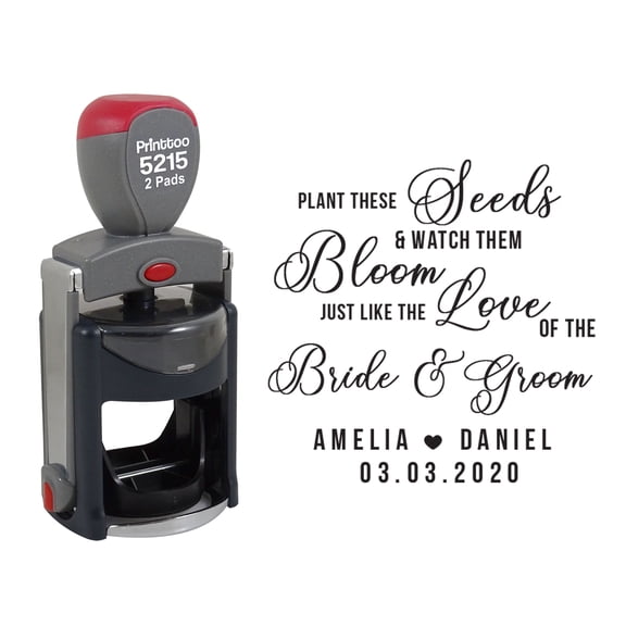 Printtoo Personalized Black Self Inking Wedding Favor Custom Stamper Save The Date Round Heavy Duty Stamp-45 mm