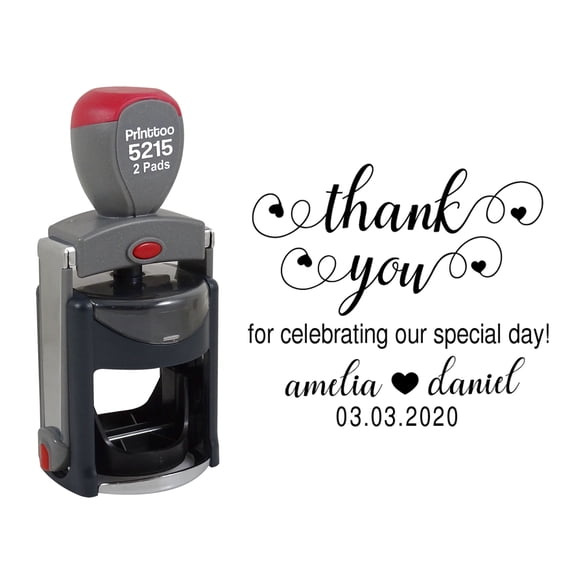 Printtoo Personalized&nbsp;Black Self Inking Wedding Favor Custom Stamper Thank You For Celebrating Our Special Day Round Heavy Duty Stamp-45 mm