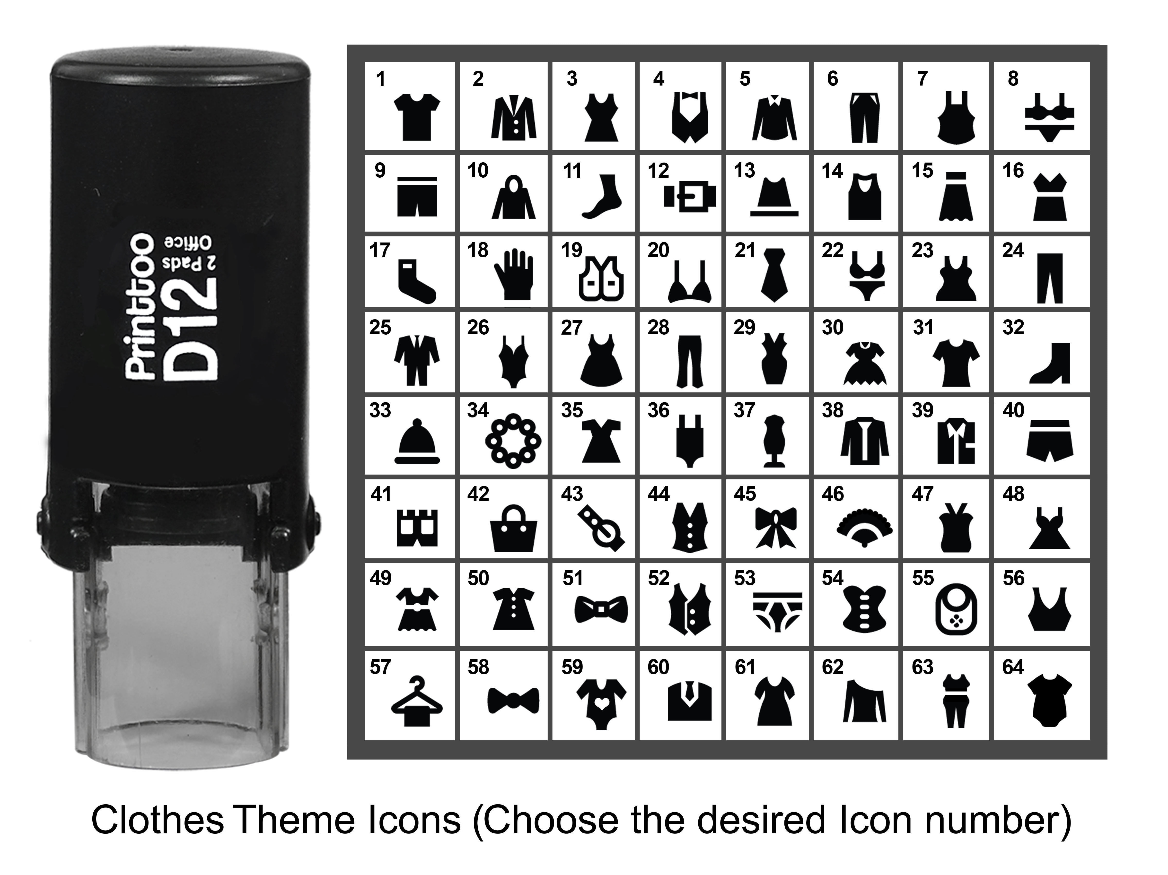 Printtoo Personalized Clothes Theme Icons Round Rubber Stamp Self ...