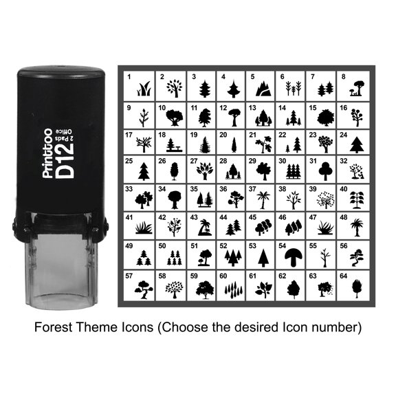 Printtoo Personalized&nbsp;Forest Theme Icons&nbsp;Round Rubber Stamp Self Inking Stamper 12 mm-Violet