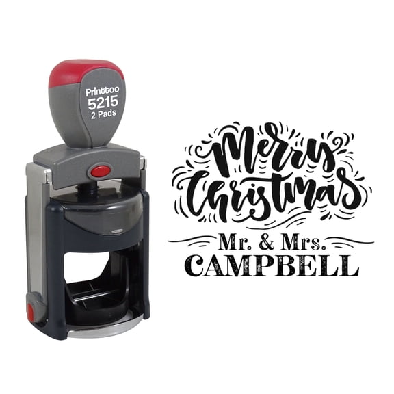 Printtoo Personalized Heavy Duty Black Self Inking Christmas Round Rubber Stamp Custom Custom Stamper-45 mm