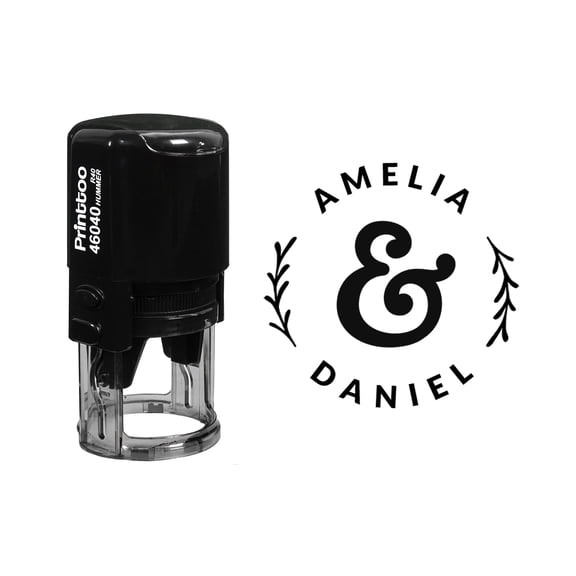Printtoo Personalized Heavy Duty Black Self Inking Wedding Favor Round Rubber Stamp Custom Name Custom Stamper-40 mm