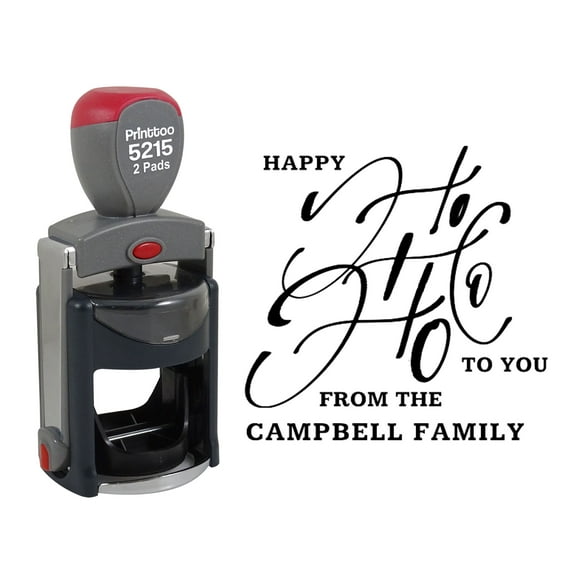 Printtoo Personalized Round Black Self Inking Christmas Stamp Custom Happy Ho Ho Ho To You Heavy Duty Rubber Stamper-45 mm