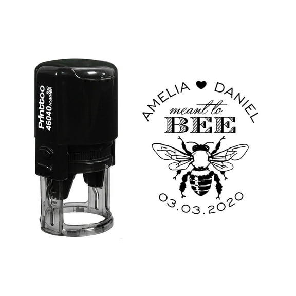 Printtoo Personalized Round Black Self Inking Wedding Favor Stamp Custom Meant To Bee Heavy Duty Rubber Stamper-40 mm