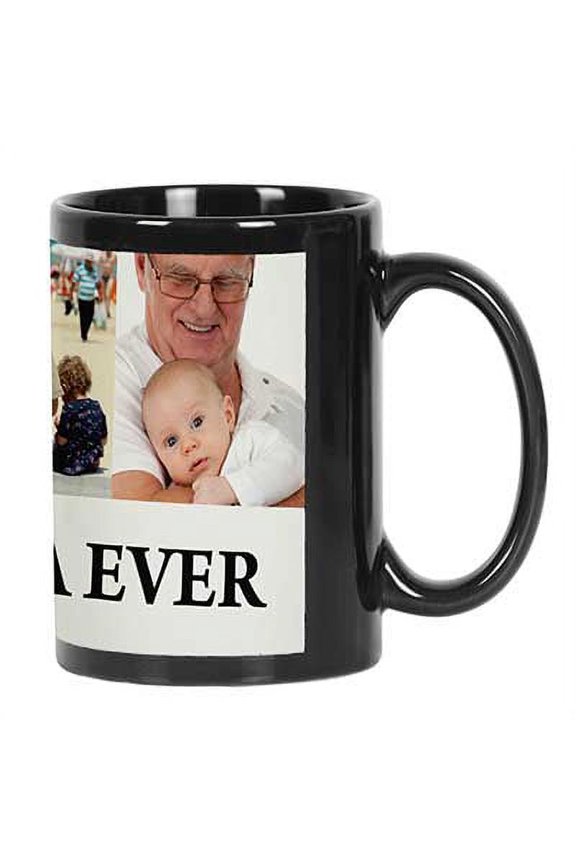 PersonalizedPhotoCollage CoffeeMugBest Grandpa Ever Custom Picture Ceramic CupDishwasher & Microwave Safe- 11 Oz -Black