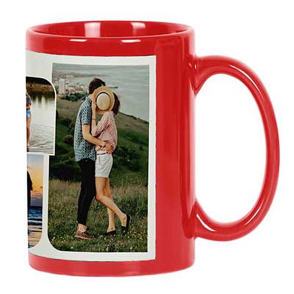 Printtoo PersonalizedPhotoCollage CoffeeMugCouple Custom Picture Ceramic CupDishwasher & Microwave Safe- 11 Oz -Red