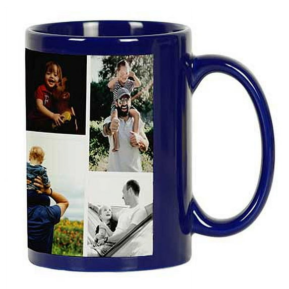 Printtoo PersonalizedPhotoCollage CoffeeMugFather's Love Custom Picture Ceramic CupDishwasher & Microwave Safe- 11 Oz -Blue