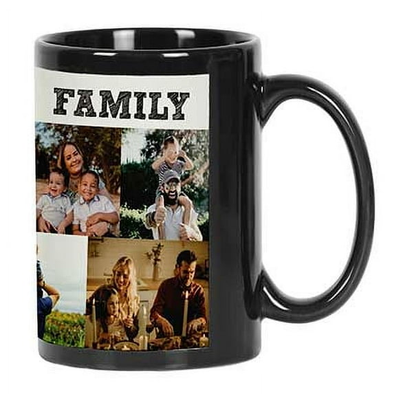 Printtoo PersonalizedPhotoCollage CoffeeMugJoy Love Family Custom Picture Ceramic CupDishwasher & Microwave Safe- 11 Oz -Black