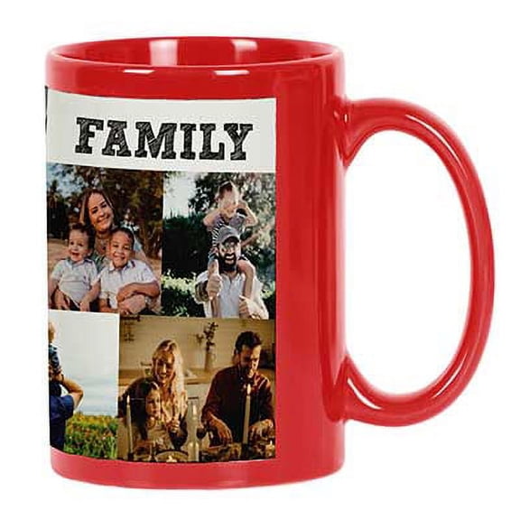 Printtoo PersonalizedPhotoCollage CoffeeMugJoy Love Family Custom Picture Ceramic CupDishwasher & Microwave Safe- 11 Oz -Red