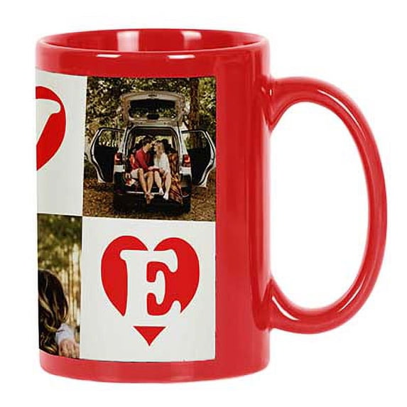 Printtoo PersonalizedPhotoCollage CoffeeMugLove Custom Picture Ceramic CupDishwasher & Microwave Safe- 11 Oz -Red