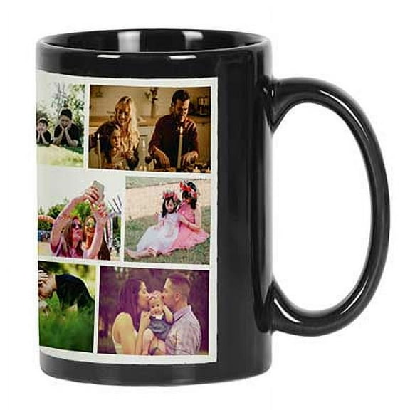 Printtoo PersonalizedPhotoCollage CoffeeMugOur Family Custom Picture Ceramic CupDishwasher & Microwave Safe- 11 Oz -Black