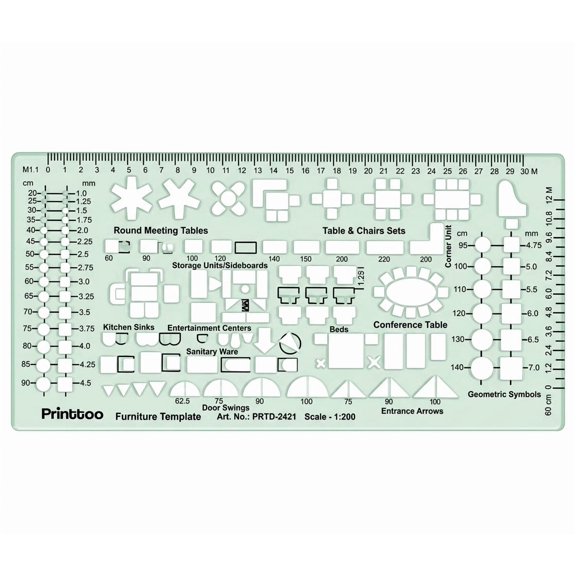 Printtoo Professional Furniture Template Acrylic Drafting Tool Scale