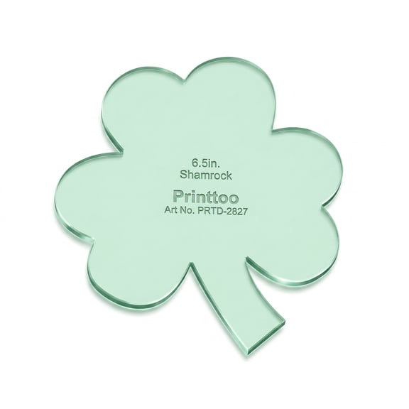 Printtoo Quilting Shamrock Applique Shape for Patchwork Sewing, 6.5 Inch 2 mm Acrylic Clover Template Ruler for Fabric Cutting DIY Quilt Blocks Holiday Crafts Textile Pattern Making