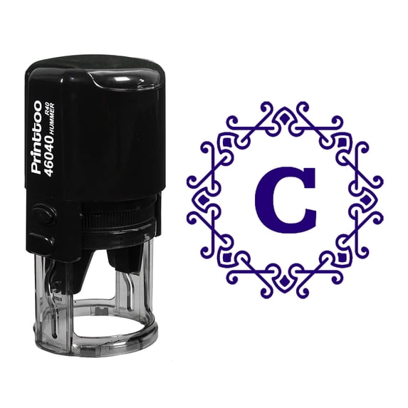 Printtoo R-40 Alphabet C Monogram Octagon Celtic Swirl Frame Self Inking Rubber Stamp Office Stationary-Violet