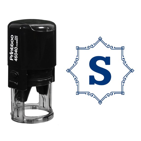 Printtoo R-40 Alphabet S Monogram Initial Octagon Celtic Swirl Frame Self Inking Rubber Stamp Office Stationary