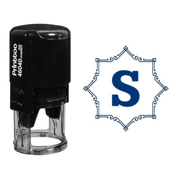 Printtoo R-40 Alphabet S Monogram Initial Octagon Celtic Swirl Frame Self Inking Rubber Stamp Office Stationary
